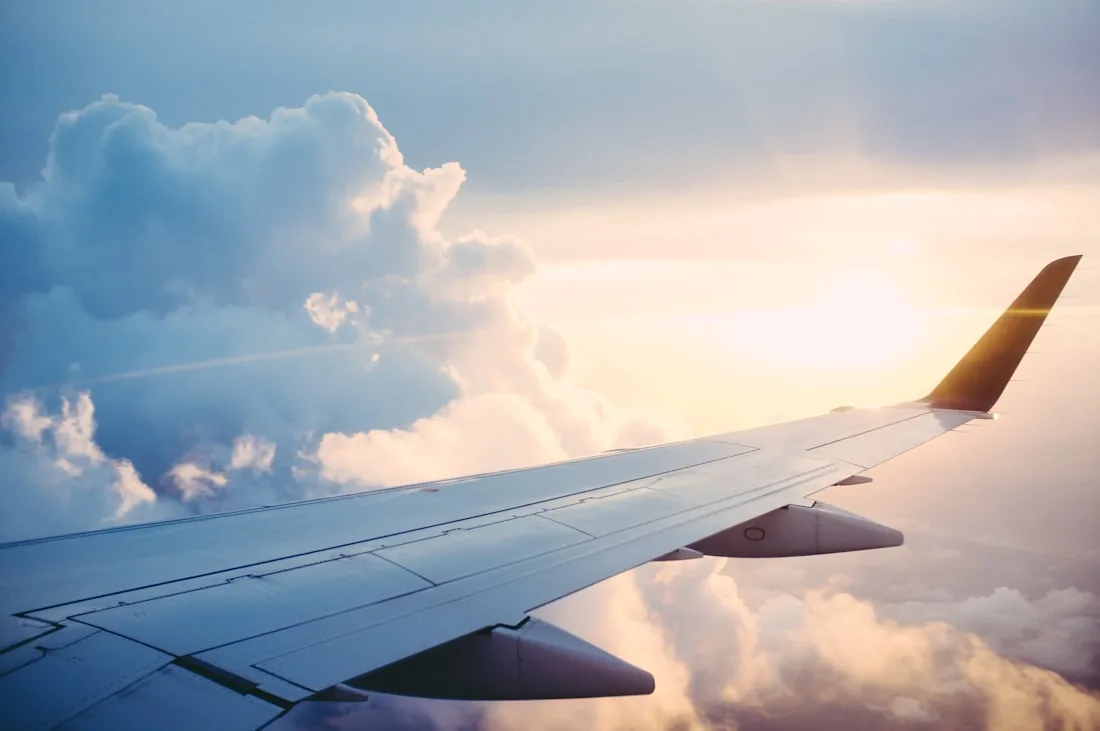 View from an aeroplane window on the way to another country