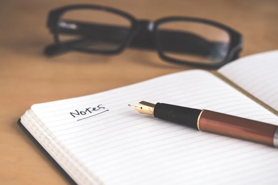 Person with a coffee and a notebook, planning the day